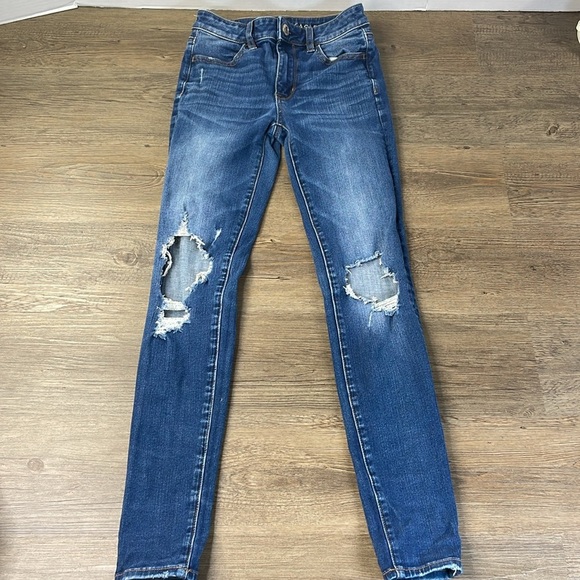 American Eagle Women’s High Rise Distressed Jegging, size 00 - Picture 7 of 10